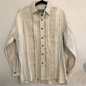 ARCADIA vintage men’s long sleeve woven texture cotton button up